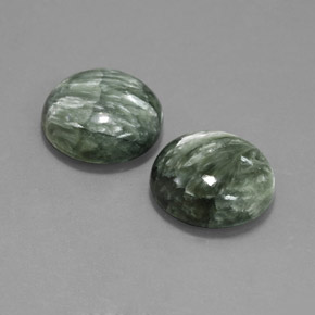 Gemas de serafinita verde natural de  ct, corte redondo, opaco