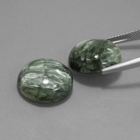 Gemas de serafinita verde natural de  ct, corte redondo, opaco