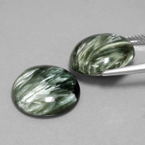 Gemas de Serafinita Verde natural de  ct, Corte Redondo, Opaco
