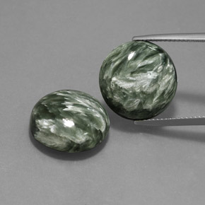 Gemas de serafinita verde natural de  ct, corte redondo, opaco