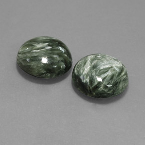 Gemas de serafinita verde natural de  ct, corte redondo, opaco
