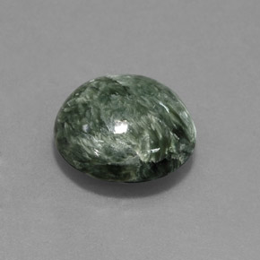 Serafinita Verde natural de 10.67 ct, Corte Redondo, Opaco