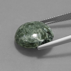 Serafinita Verde natural de 10.67 ct, Corte Redondo, Opaco