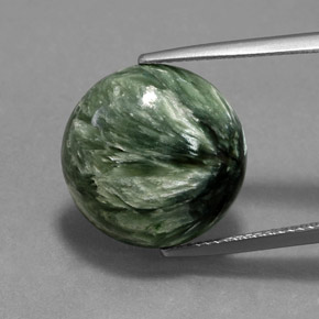 Serafinita Verde natural de 10.47 ct, Corte Redondo, Opaco