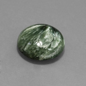 Serafinita Verde natural de 10.47 ct, Corte Redondo, Opaco
