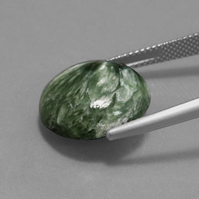Serafinita Verde natural de 10.47 ct, Corte Redondo, Opaco