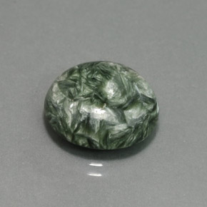 Serafinita verde natural de 9,92 ct, corte redondo, opaco
