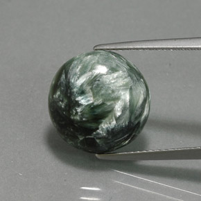 Serafinita verde natural de 6,47 ct, corte redondo, opaco