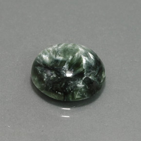 Serafinita verde natural de 6,47 ct, corte redondo, opaco