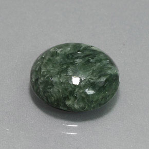 Serafinita verde natural de 10,49 ct, corte redondo, opaco