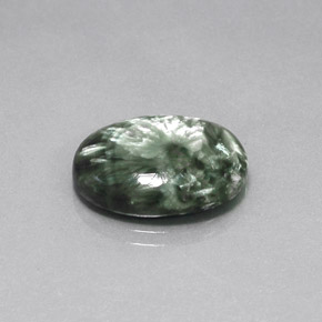 Serafinita Verde natural de 9.66 ct, Corte Óvalo, Opaco