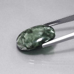 Serafinita Verde natural de 9.66 ct, Corte Óvalo, Opaco