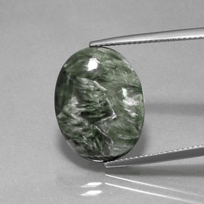 Serafinita verde natural de 8,99 ct, corte óvalo, opaco
