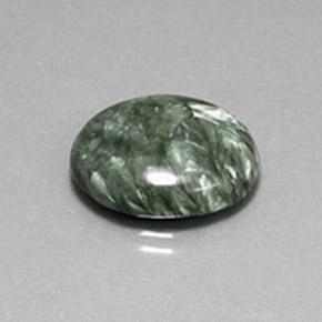Serafinita verde natural de 8,60 ct, corte óvalo, opaco
