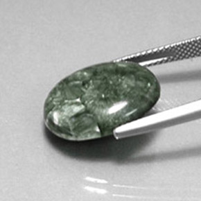 Serafinita verde natural de 8,60 ct, corte óvalo, opaco
