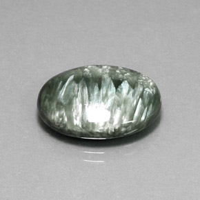 Serafinita verde natural de 12,26 ct, corte óvalo, opaco