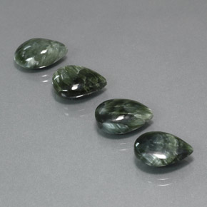 Gemas de serafinita verde natural de 18,13 ct, en forma de pera, opaco