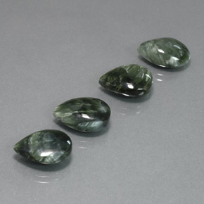 Gemas de serafinita verde natural de 18,13 ct, en forma de pera, opaco
