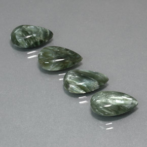 Gemas de Serafinita Verde natural de  ct, En forma de pera, Opaco