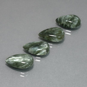 Gemas de Serafinita Verde natural de  ct, En forma de pera, Opaco