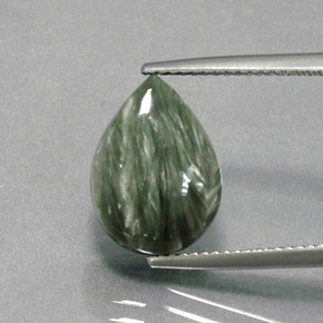 Serafinita verde natural de 6,18 ct, en forma de pera, opaco