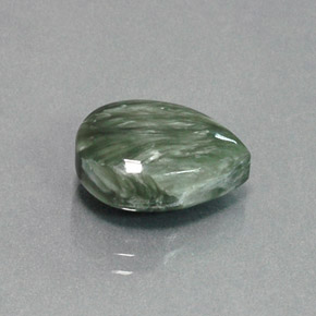 Serafinita verde natural de 6,18 ct, en forma de pera, opaco