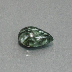 Serafinita verde natural de 3,20 ct, en forma de pera, opaco
