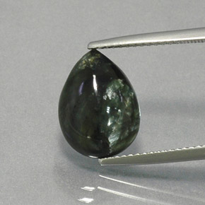 Serafinita Verde natural de 4.00 ct, En forma de pera, Opaco