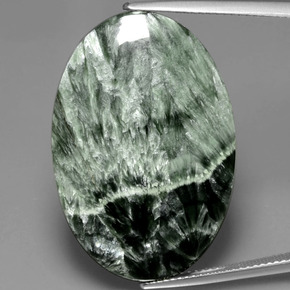 Serafinita Verde natural de 27.27 ct, Corte Óvalo, Opaco