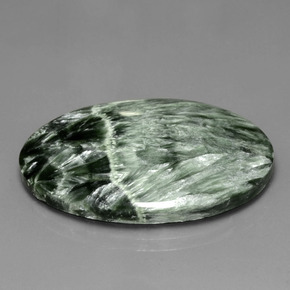Serafinita Verde natural de 27.27 ct, Corte Óvalo, Opaco