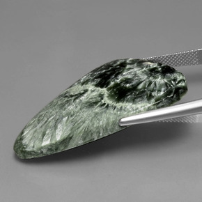 Serafinita Verde natural de 30.91 ct, Forma elegante, Opaco