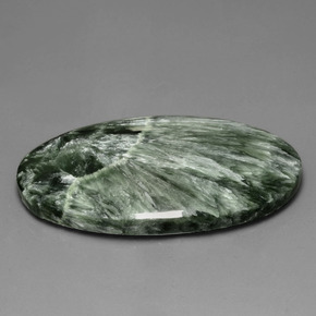 Serafinita Verde natural de 37.88 ct, Corte Óvalo, Opaco