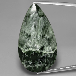 Serafinita verde natural de 27,18 ct, en forma de pera, opaco