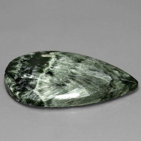 Serafinita verde natural de 27,18 ct, en forma de pera, opaco
