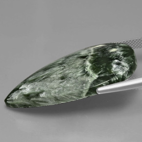 Serafinita verde natural de 27,18 ct, en forma de pera, opaco