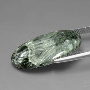Serafinita Verde natural de 30.14 ct, Corte Óvalo, Opaco