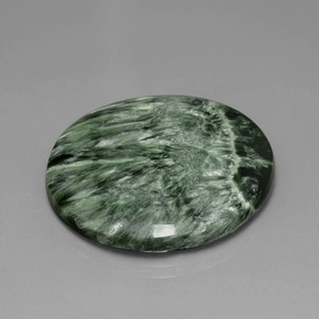 Serafinita verde natural de 36,08 ct, corte redondo, opaco