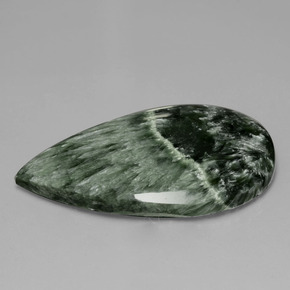 Serafinita verde natural de 31,14 ct, en forma de pera, opaco