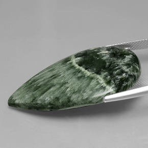 Serafinita verde natural de 31,14 ct, en forma de pera, opaco