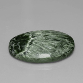 Serafinita verde natural de 28,17 ct, corte óvalo, opaco