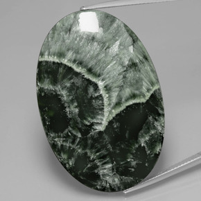 Serafinita Verde natural de 45.44 ct, Corte Óvalo, Opaco
