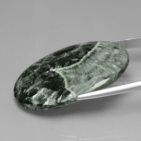Serafinita Verde natural de 45.44 ct, Corte Óvalo, Opaco