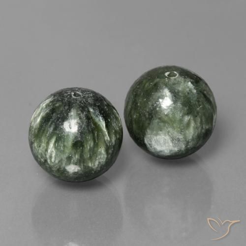 Gemas de Serafinita Verde medio natural de 38.66 ct, Esfera / Bola, Opaco