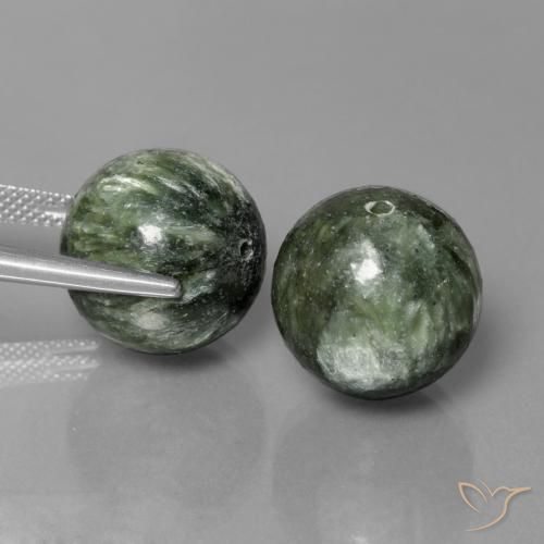 Gemas de Serafinita Verde medio natural de 38.66 ct, Esfera / Bola, Opaco
