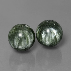 Gemas de serafinita verde natural de  ct, esfera / bola, opaco