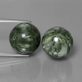 Gemas de serafinita verde natural de 38,74 ct, esfera / bola, opaco