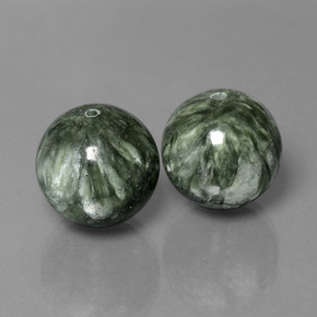 Gemas de serafinita verde natural de 38,74 ct, esfera / bola, opaco