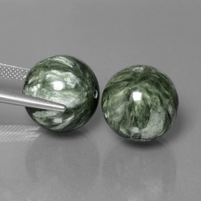 Gemas de serafinita verde natural de 38,74 ct, esfera / bola, opaco