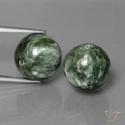36.86ctw Natural Verde grisáceo serafinita, Esfera / Bola, Opaco