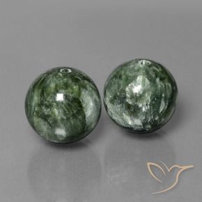 Gemas de serafinita Verde grisáceo natural de 36.86 ct, Esfera / Bola, Opaco